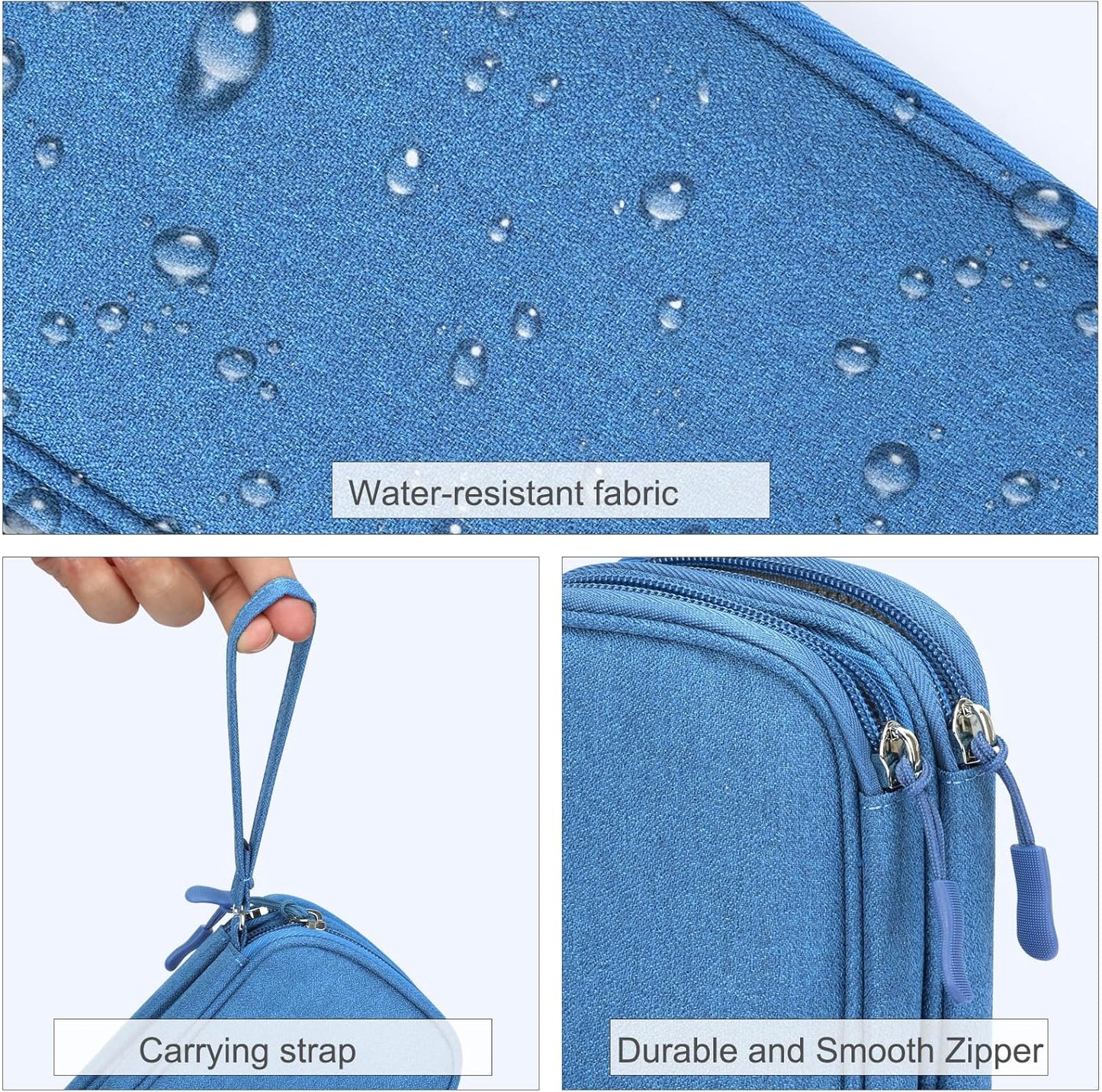 FYY Electronic Organizer, Travel Organizer Bag Pouch, Electronic Accessories Carry Case, Portable Waterproof Double Layers All-in-One Storage Bag for Cable, Cord, Charger, Phone, Earphone, Cyan