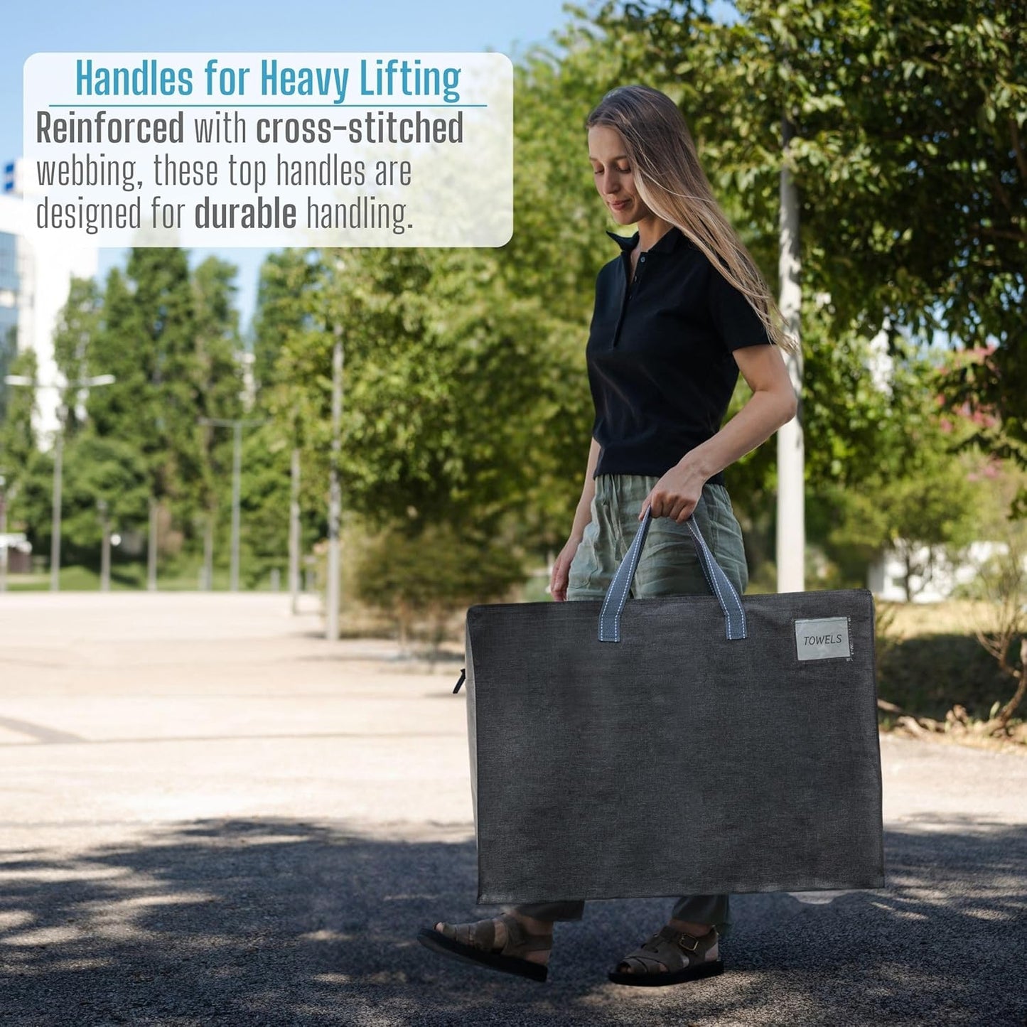 VENO 4 Pack Heavy Duty Moving Bags, Storage Bags, Packing Supplies, Top Zipper, Storage Totes for Camping, Clothes, Bedding, Comforters, Pillows (27 Gallon Dark Gray, 4 Pack)