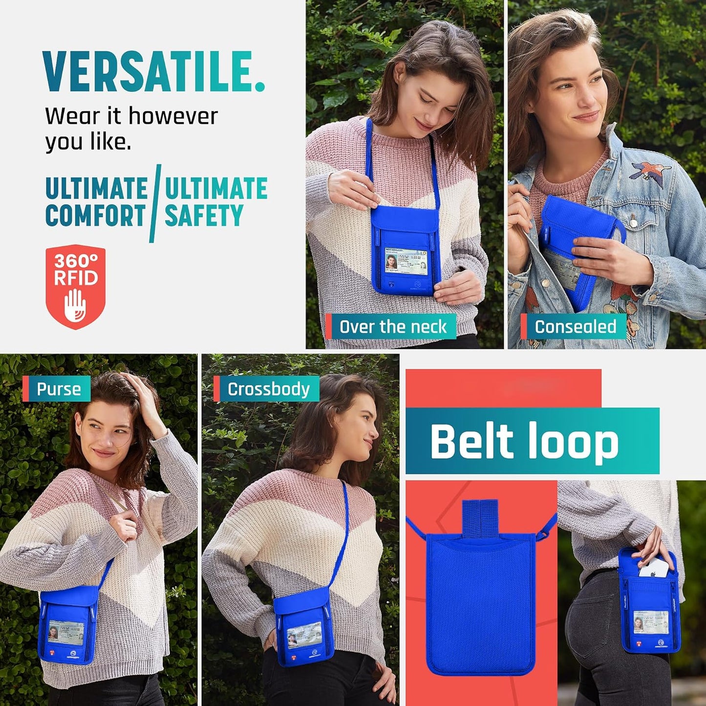 Neck Wallet, Travel Pouch For Passport Holder And Documents, Travel Neck Wallet For Traveling Women.