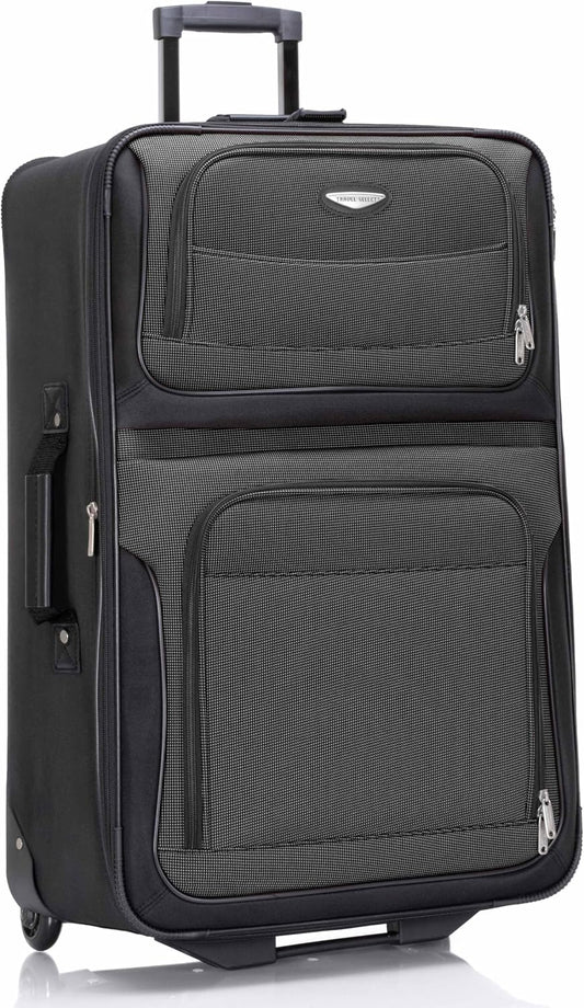 Travel Select Amsterdam 29-Inch Softside Expandable Rolling Upright Luggage, Lightweight 2-Wheel Check-In Suitcase with Push-Button Handle, Gray