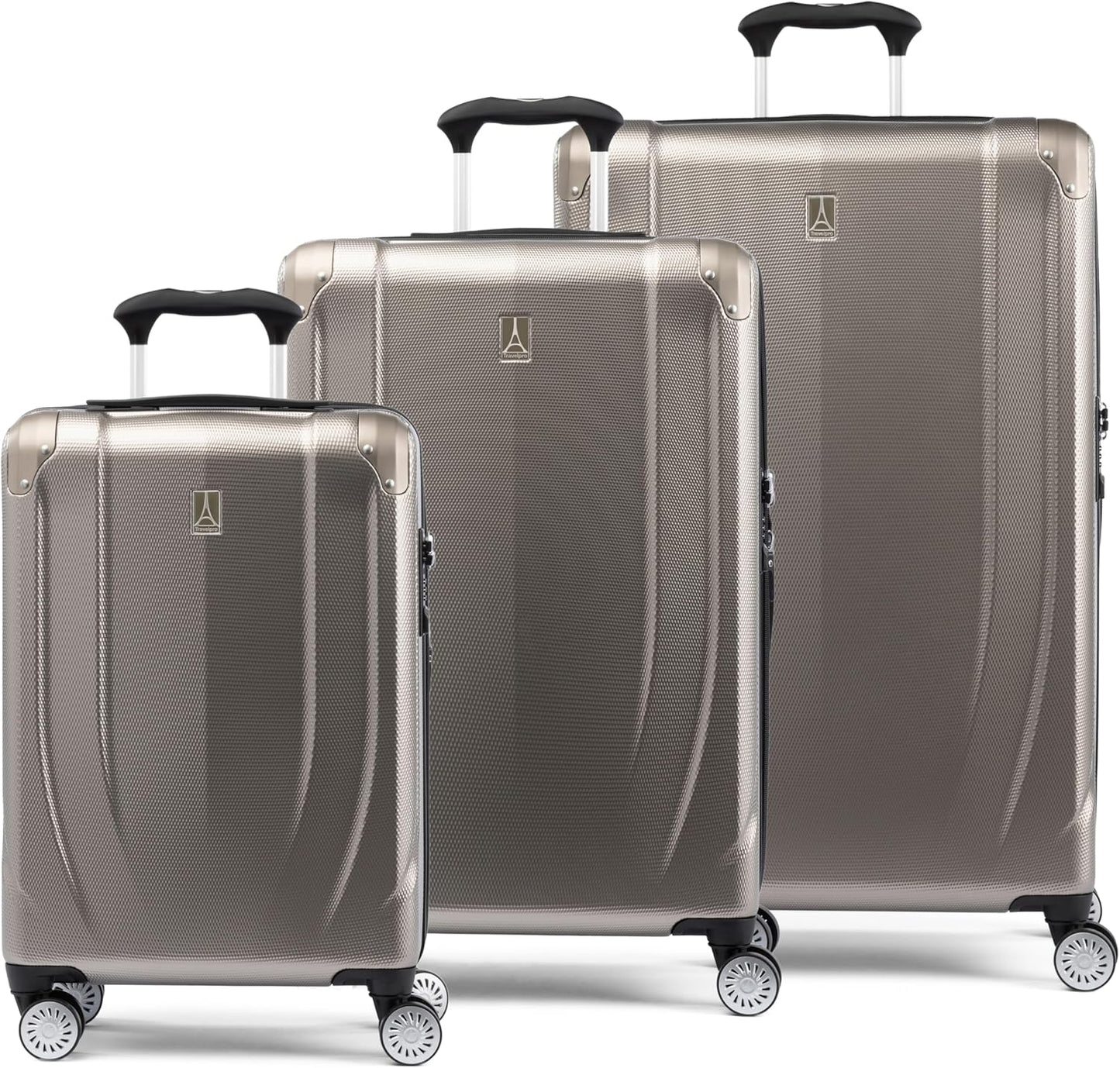 Travelpro Pathways 3 Hardside Expandable Luggage, 8 Spinner Wheels, Lightweight Hard Shell Suitcase 3 Piece Set (21/25/28), Champagne