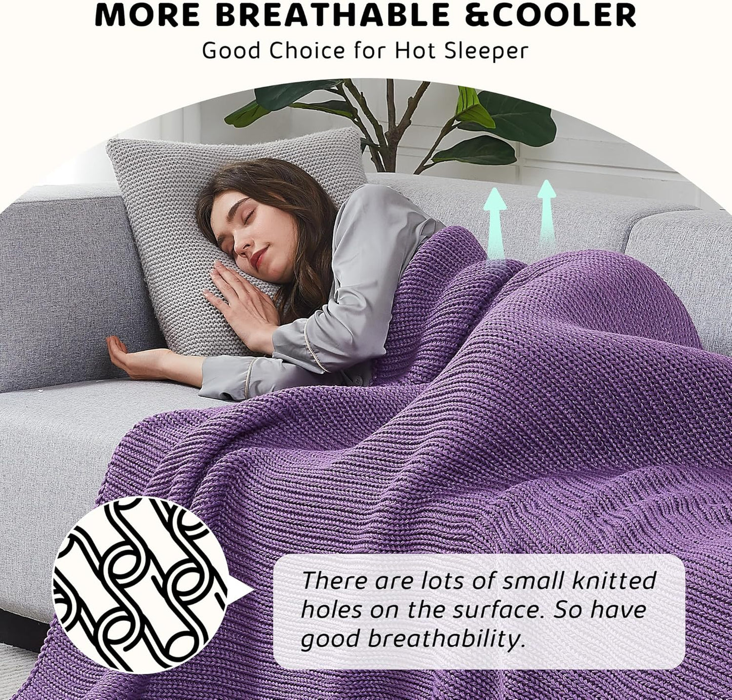 L'AGRATY Knitted Weighted Blanket - 60"x80" 15lbs Cooling Chunky Knit Heavy Blanket for Adults Braided Crochet Throw Thick Cable Yarn Knit Decorative No Beads Evenly Weighted Machine Washable