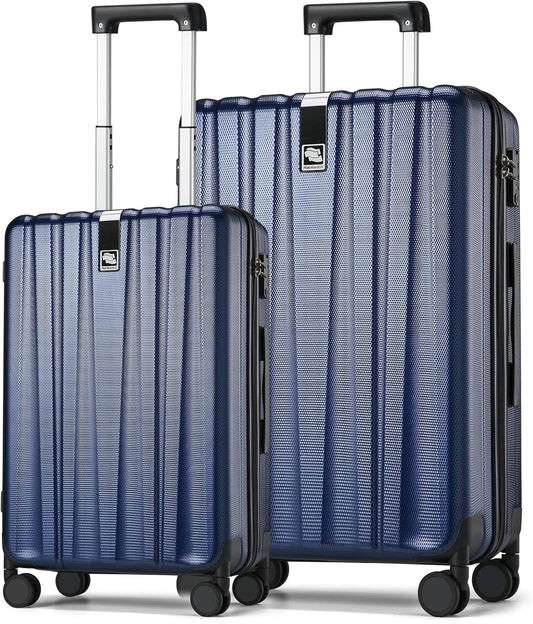 Hanke Luggage Sets 2 piece Carry On Luggage with Wheels PC Hard Shell Suitcases Lightweight Checked Travel Luggage Large Travel Suitcase Woman Men 20/29 Inch(Dark Blue)