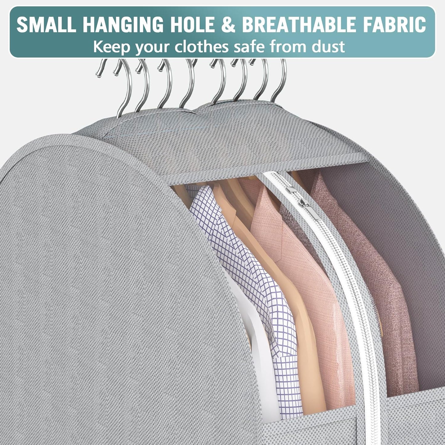 10" Gusseted Garment Bags for Hanging Clothes with Clear Window 50" Suit Bags for Open Closet Storage, Clothing Cover for Coat, Dress, Jacket, Shirt, Fur Wardrobe Protector, 3 Packs