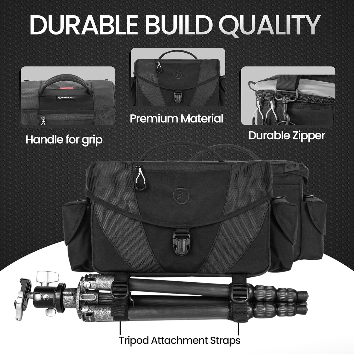 Tamrac Stratus 10 Camera Bag for Photographers, Camera Case for Photography Accessories, Shoulder Bag for DSLR and Mirrorless Cameras, Crossbody Camera Bag with Tripod Holder Strap - Black