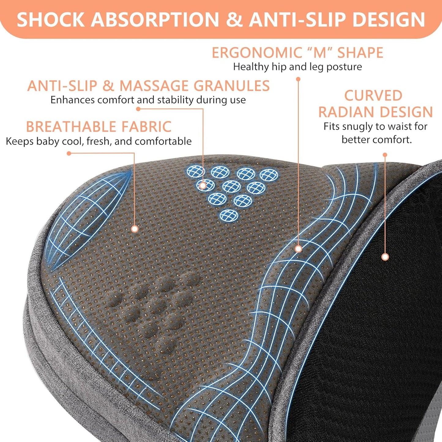 HKAI Baby Hip Carrier, Mom’s Choice Award Winner, Baby Carrier with Adjustable Waistband & Breathable Mesh, Ergonomic Carrier with Non-Slip Hip Seat Surface for Newborns & Toddlers, (Grey)