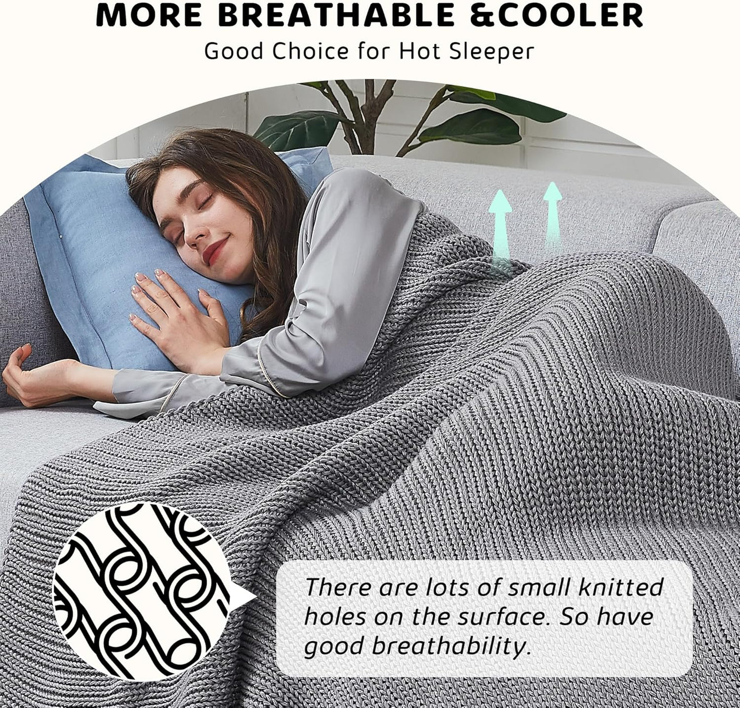 L'AGRATY Knitted Weighted Blanket - 48"x72" 20lbs Cooling Chunky Knit Heavy Blanket for Adults Braided Crochet Throw Thick Cable Yarn Knit Decorative No Beads Evenly Weighted Machine Washable