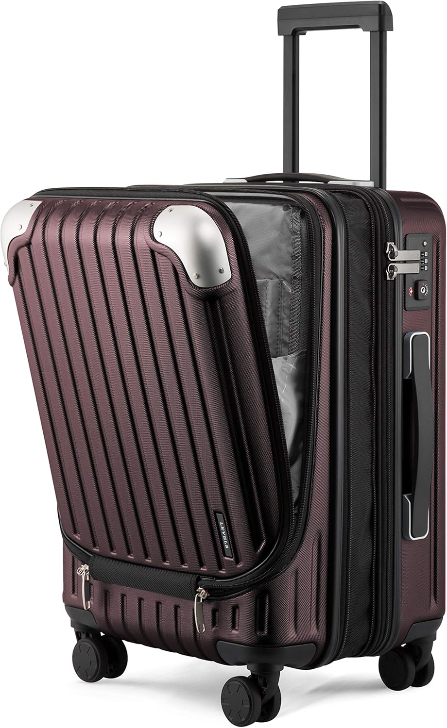 LEVEL8 Grace Carry on Luggage Airline Approved, 20 Inch Expandable Hardside Suitcases with wheels, Abs+Pc Harshell Spinner Luggages with Tsa Lock, Red