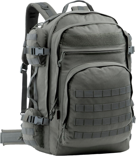 Large Tactical Backpack Bag with Stowable Shoulder Straps for Hiking, Camping, Traveling, Bug-Out 58L