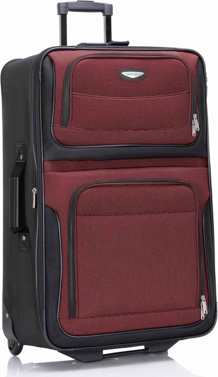 Travel Select Amsterdam Softside Expandable Rolling Luggage, Lightweight 2-Wheel Check-In Suitcase with Push-Button Handle, Burgundy, 29" Large