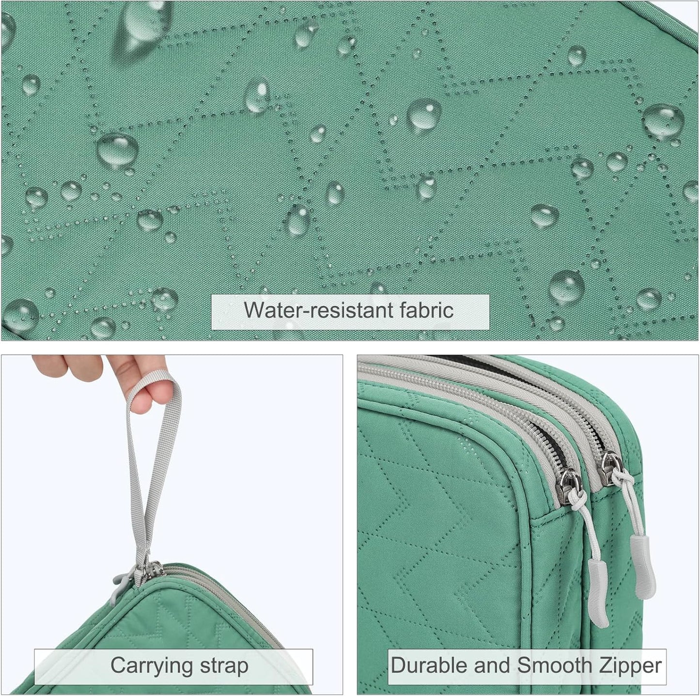 FYY Electronic Organizer, Large Travel Cable Organizer Bag Pouch Electronic Accessories Carry Case Portable Waterproof Double Layers All-in-One Storage Bag for Cable, Cord, Charger, Pattern Green