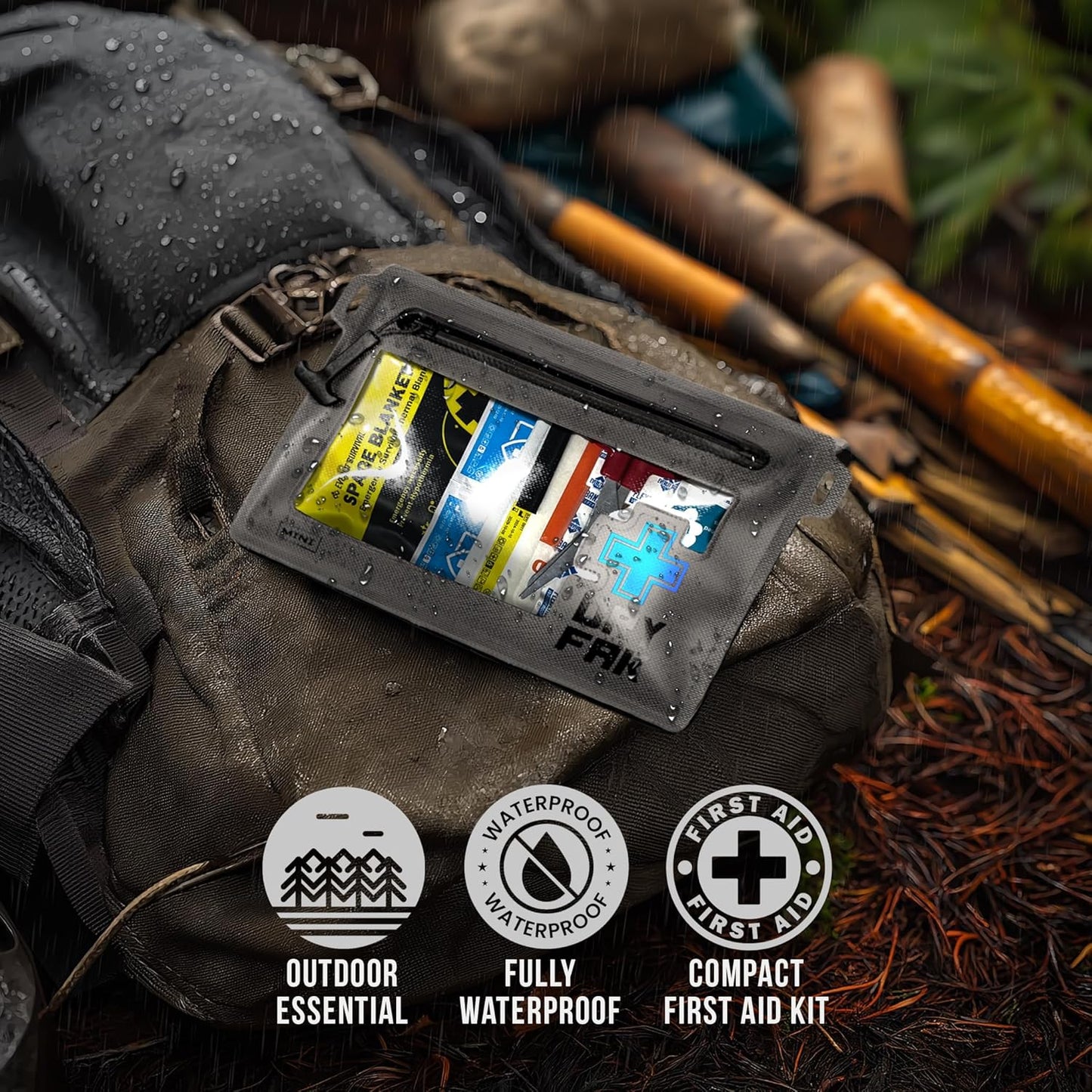 EVERLIT Ultralight Waterproof First Aid Kit, Boat First Aid Kit, Marine Medical Kit for Boating, Kayak, Backpacking, Hiking, Camping, Emergency Kit (Grey)