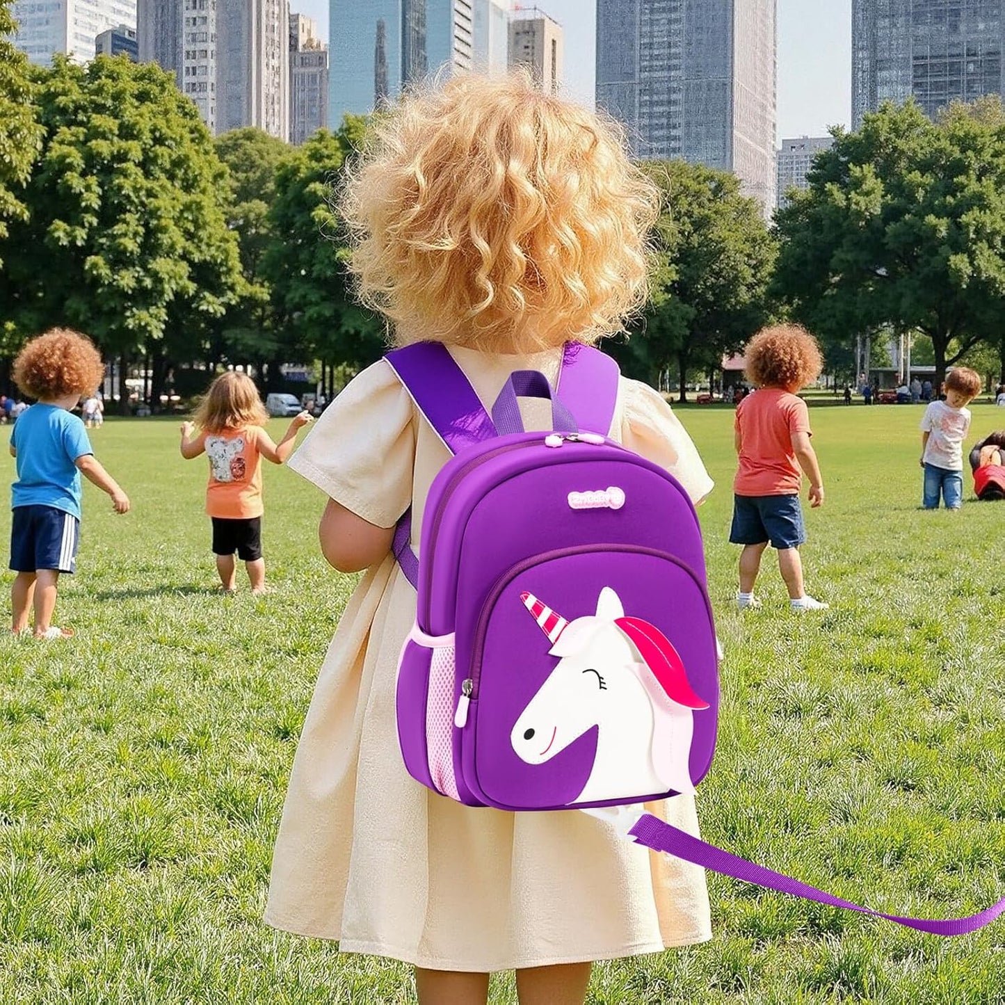 Padgene Toddler Harness Backpacks Safety Leash Kids Anti Lost Kindergarten Preschool Backpack Neoprene Lightweight Animal Schoolbag 3D Cartoon Dinasour Mini Travel Bag for Boys Girls Ages 3-5