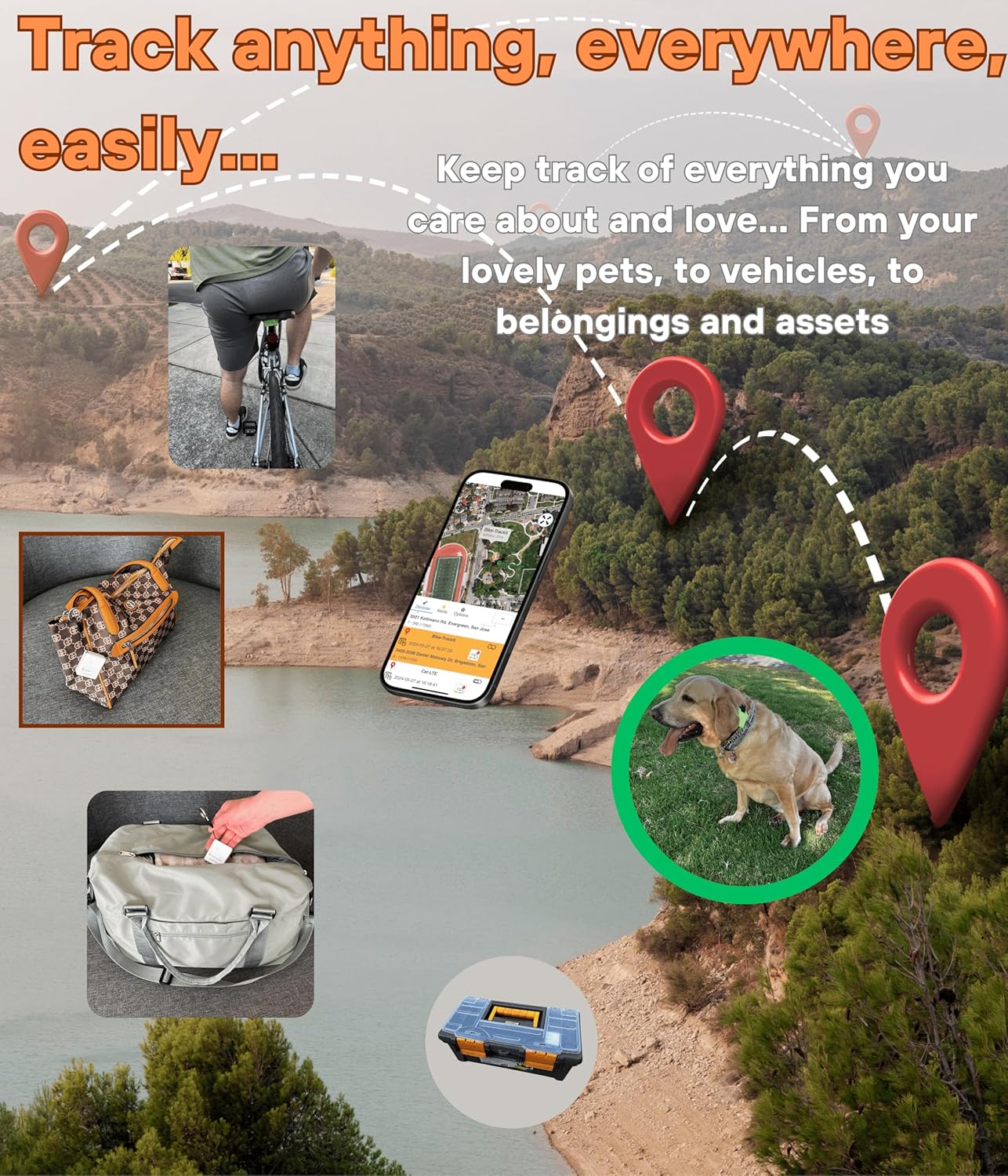 EASYTRACK GPS, Real Time Tracking, Location History, SOS Alerts, Motion Activated, Geo-Fence Alarms, Alert Notification,Waterproof, Magnetic case (add-on), Lowest Subscription Plan Worldwide Coverage