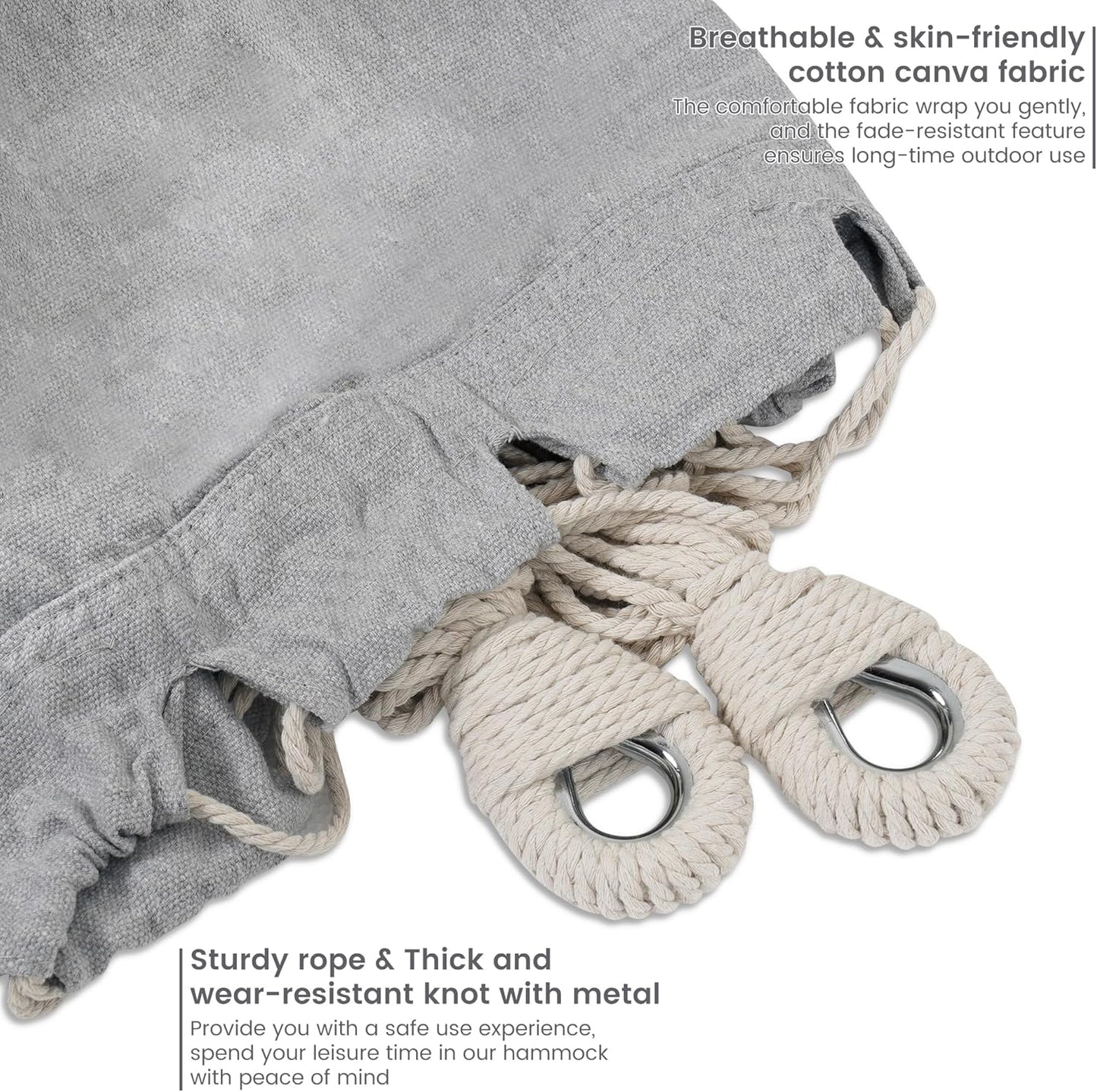 Lazy Daze Hammocks Double Hammock with 9ft Space-Saving Steel Stand Includes Portable Carrying Case, 450 Pounds Capacity (Light Gray)