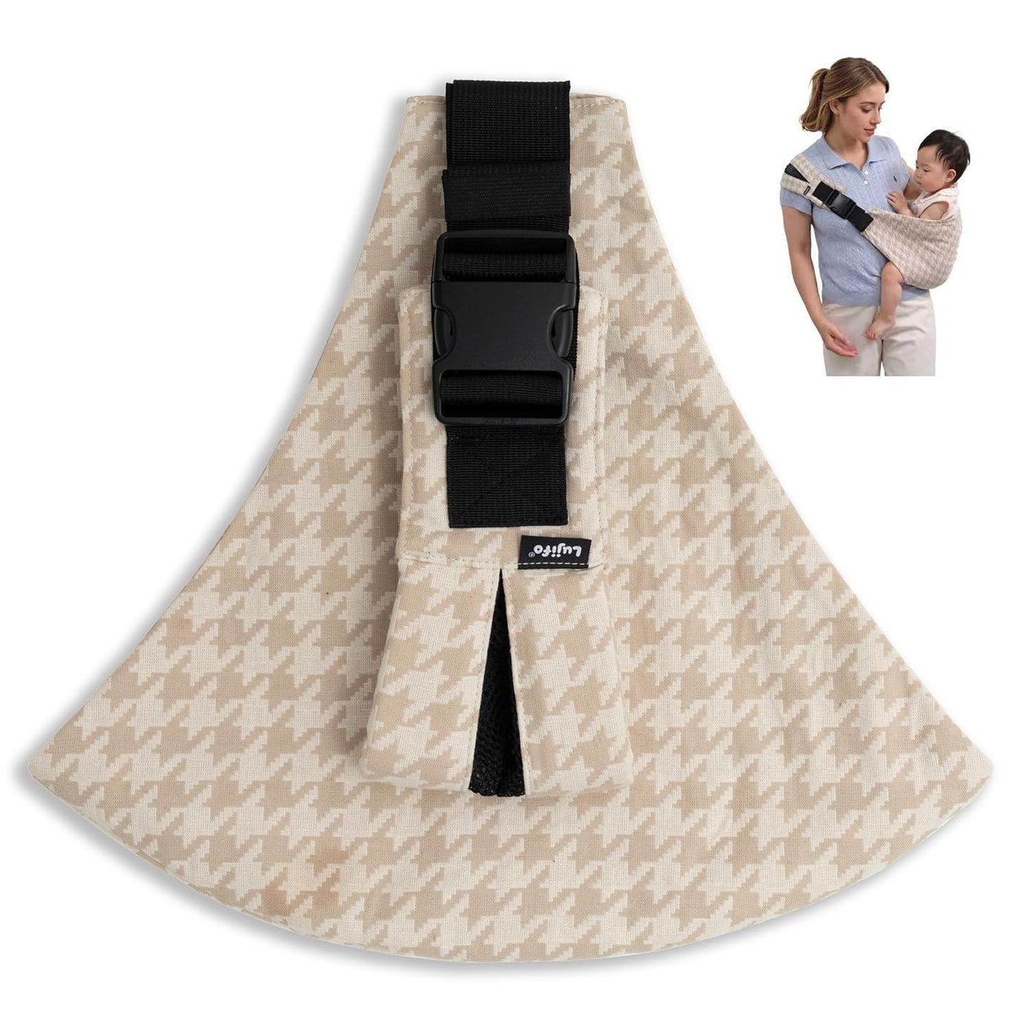 Baby Sling Carrier Newborn to Toddler, 2025 Upgraded Houndstooth Baby Sling Toddler Carrier, Premium Cotton Linen Adjustable Shoulder Strap