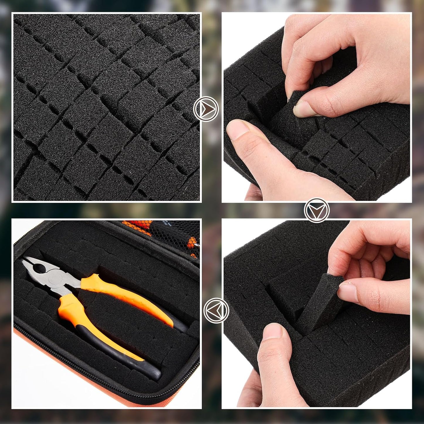 EVA Hard Case with Customizable Foam Protective EVA Carrying Case Shockproof Outdoor for Camera, Digital Products, Electronic Instruments with Knife(Orange,12.6 x 12.2 x 3.5 Inch)