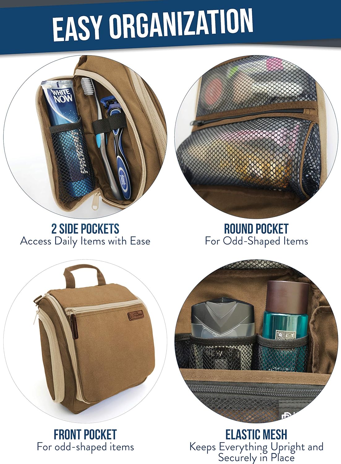 DD D&D Wanderlust D&D Hanging Travel Toiletry Bag for Men and Women – Cosmetics, Makeup and Toiletries Organizer Kit with 10 Compartments, YKK Zippers, XXL Metal Swivel Hook, Water-Resistant Nylon