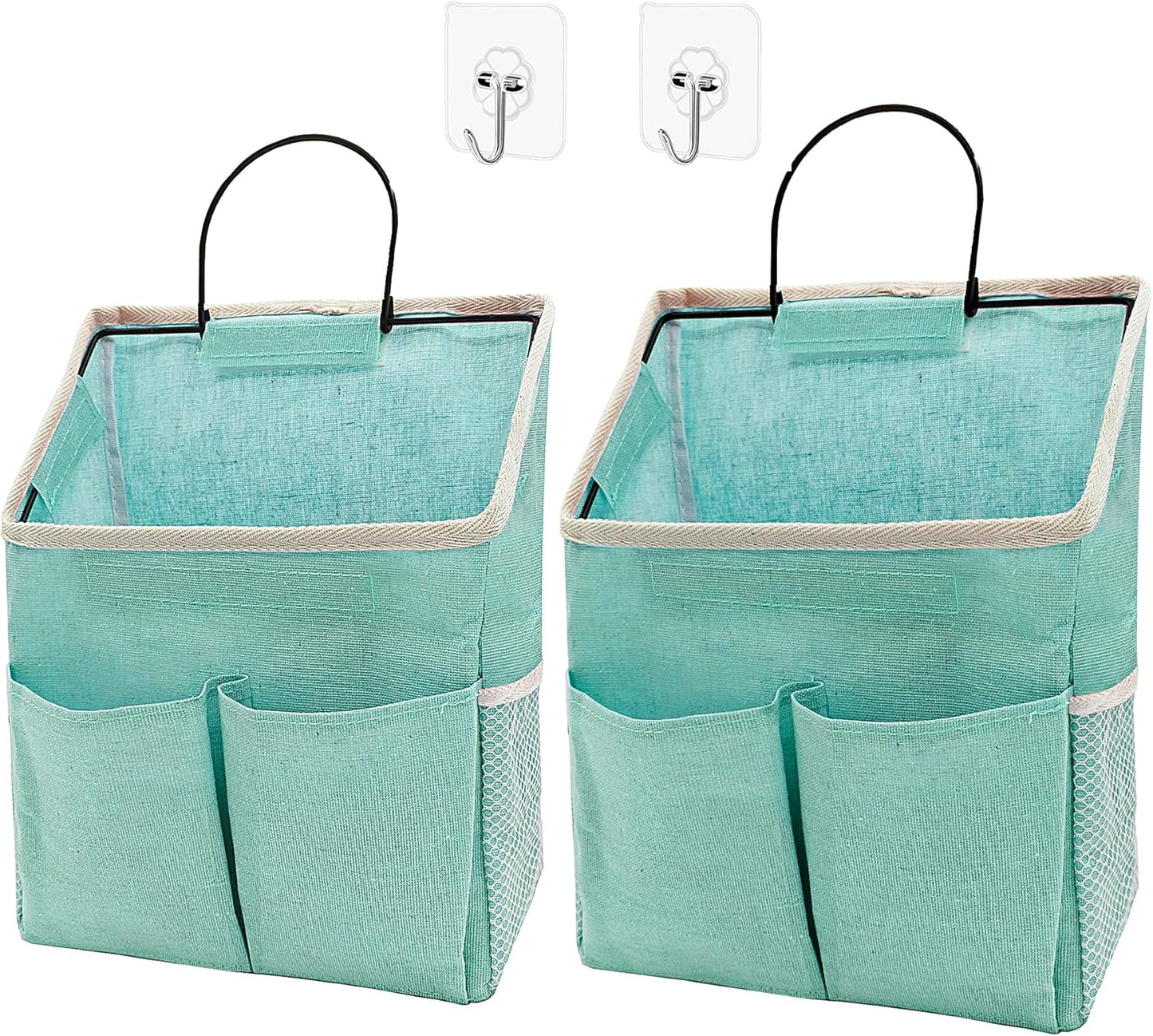 2pcs Wall Hanging Storage Bag,Wall Hanging Organizer Bags with Pockets, Wall Organizer Storage for Dormitory Bathroom Bedroom Kitchen(Green)