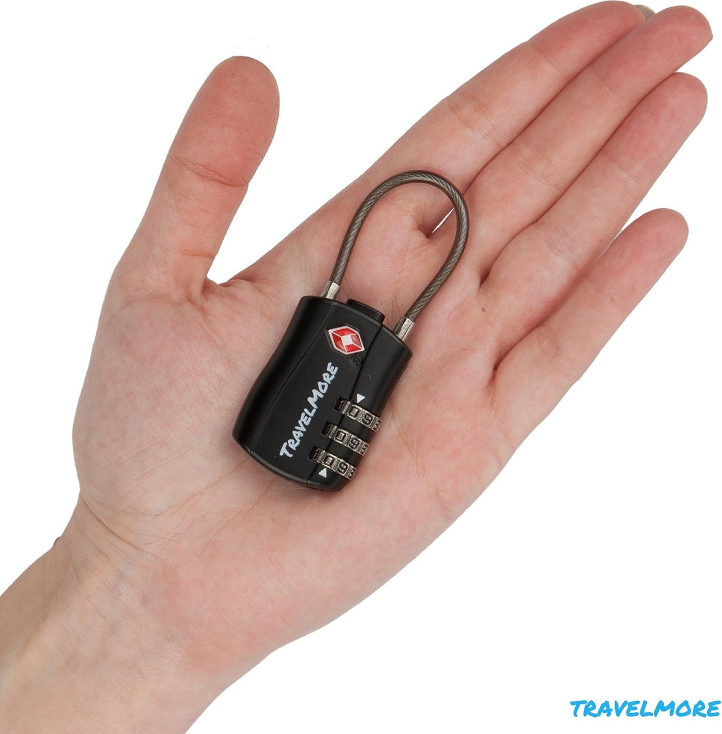 6 Pack TSA Approved Travel Combination Cable Luggage Locks for Suitcases & Backpacks - Black