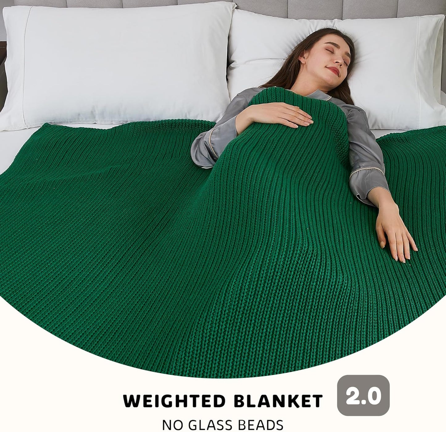 L'AGRATY Knitted Weighted Blanket - 48"x72" 20lbs Cooling Chunky Knit Heavy Blanket for Adults Braided Crochet Throw Thick Cable Yarn Knit Decorative No Beads Evenly Weighted Machine Washable