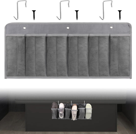 RV Shoe Pockets 6 Large Pockets Heavy Hanging Bedside Storage Organizer with Sturdy Hooks Storage Pockets Hangs on bed for Shoes Toys and Tool Accessories