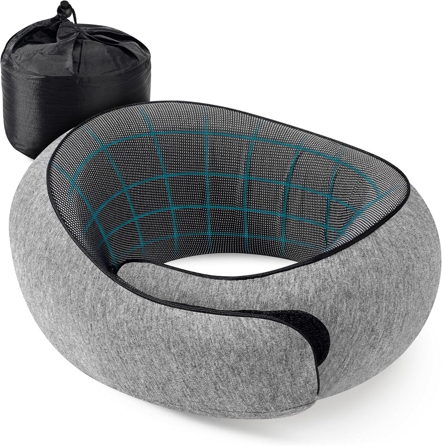 Travel Pillows for Airplanes, Neck Pillow for Traveling Using Memory Foam 360°Support Neck Comfort Relief Neck Pain Convenient Storage, Suitable for Airplanes, Office, Cars, Sleeping (Grey)