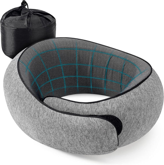 Travel Pillows for Airplanes, Neck Pillow for Traveling Using Memory Foam 360°Support Neck Comfort Relief Neck Pain Convenient Storage, Suitable for Airplanes, Office, Cars, Sleeping (Grey)