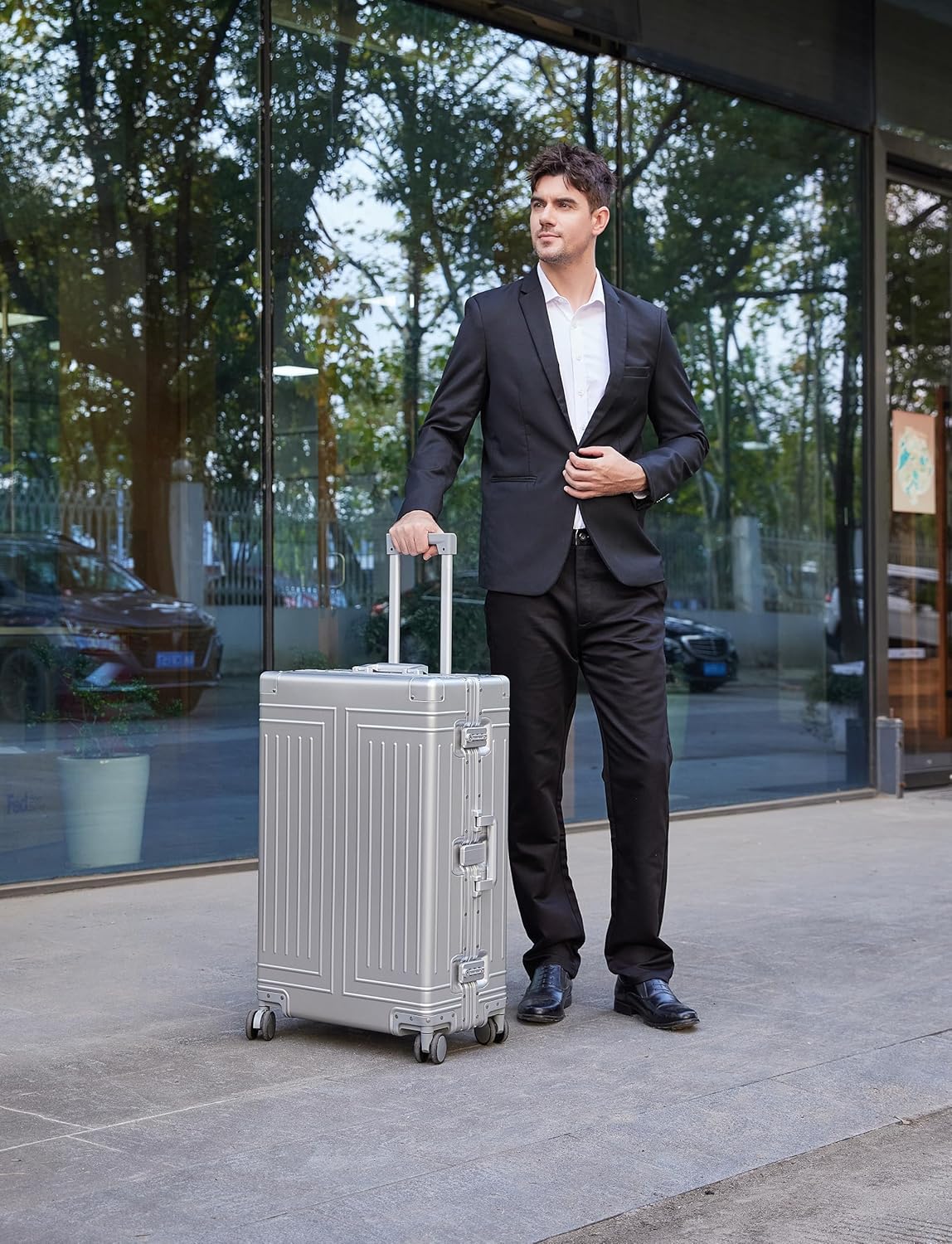 All Aluminum Magnesium Carry On Luggage，Cut from Whole Aluminum Sheet，22x14x9 Airline Approved ，（3rd Generation，Premium Magnesium Metal zipperless suitcase ） (silvery, 28inch)