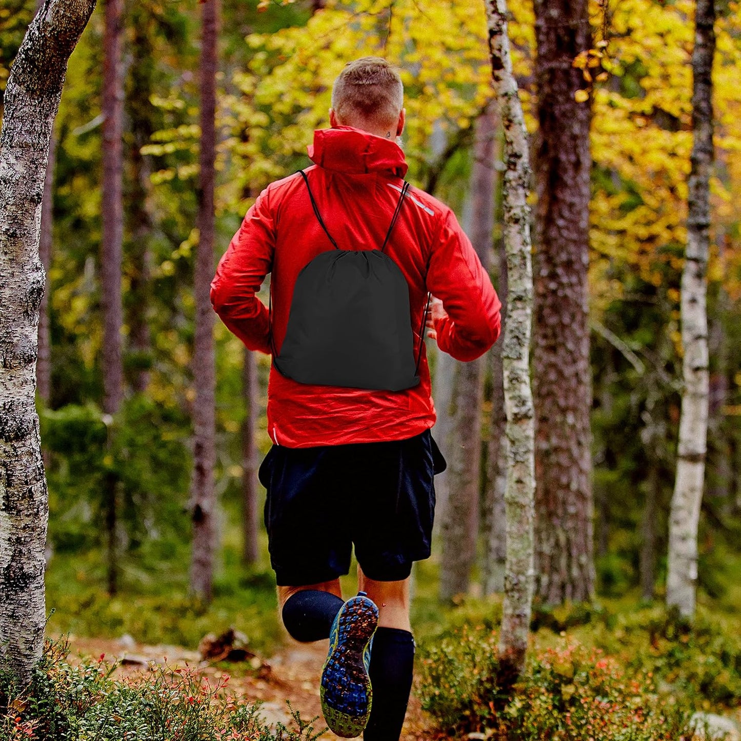 10Pcs Black Drawstring Backpack Bags Sack Pack Cinch Tote Sport Bulk Storage Polyester Bag for Gym Traveling